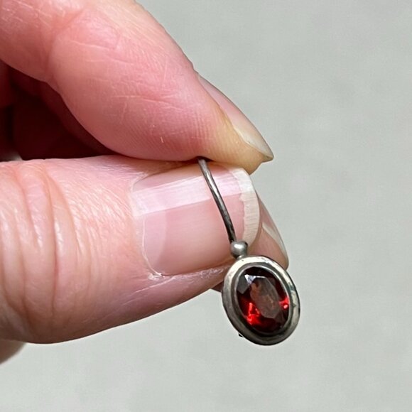 Vintage Garnet Drop Earrings & Garnet Toe or Pinky Ring Set - Picture 4 of 10
